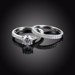 Solid 925 Sterling Silver Ring Sets Engagement Jewelry Classic Fashion Ring