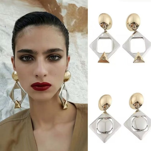 Geometric diamond earrings