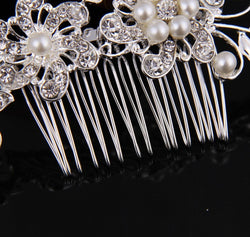 Hair comb, bridal rhinestone and pearl headdress, wedding dress accessories