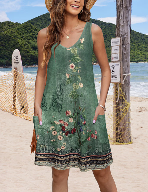 HOTOUCH Boho Beach V Neck Loose Tank