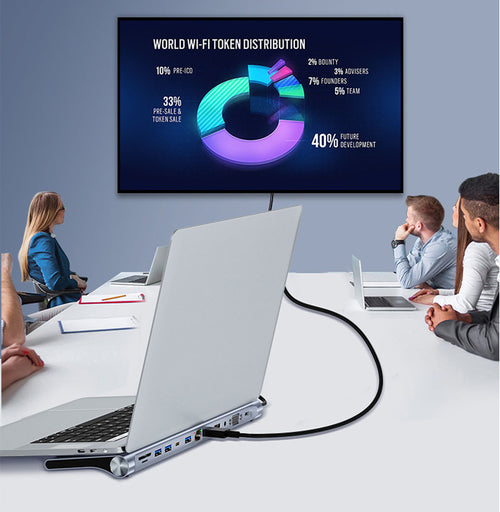 Dual HDMI docking station 12 in 1 high-definition MST USB HUB multi screen display type-c docking station