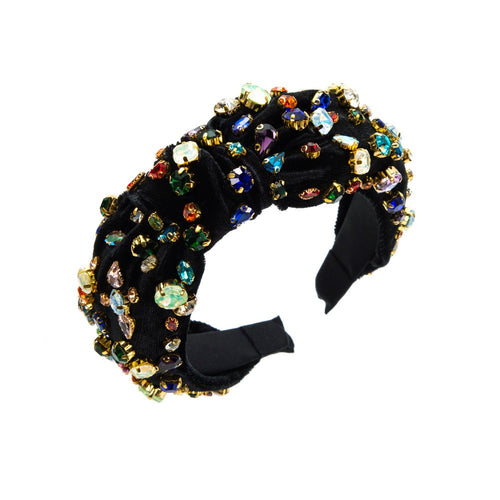 Velvet fabric knotted hair hoop full of starry colored drill bit hoop