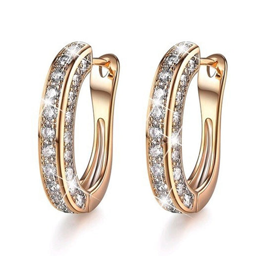 Hoop "U" Shape Gold Filled Zircon Party Earrings Jewelry Gift