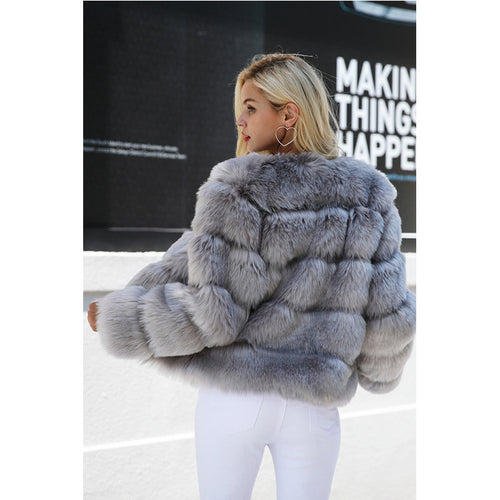 Faux Fur Coat Women Warm Slim Fit Leather Fur Coat Plus Size