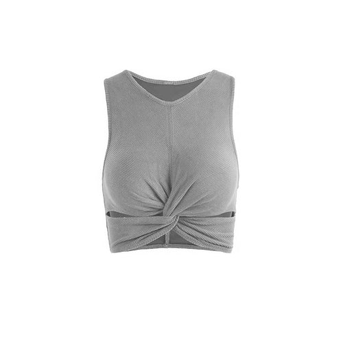 High Elastic Quick-Drying Knotted Ribbed Bra Short Top Fitness Running Yoga Bra Sports Vest