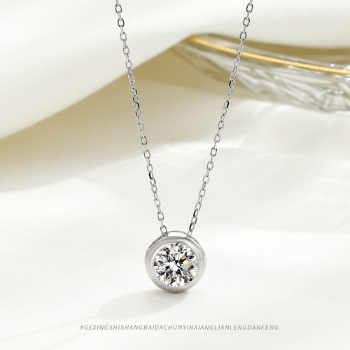 S925 pure silver round single diamond