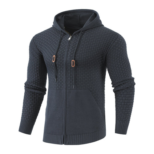 Knitting Zipper Hoodies Leather Printing 3D Outdoor Sports Hoodies with Pockets