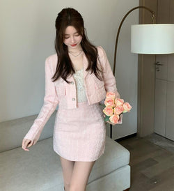 Socialite Style Tweed Long Sleeve Suit Ladies