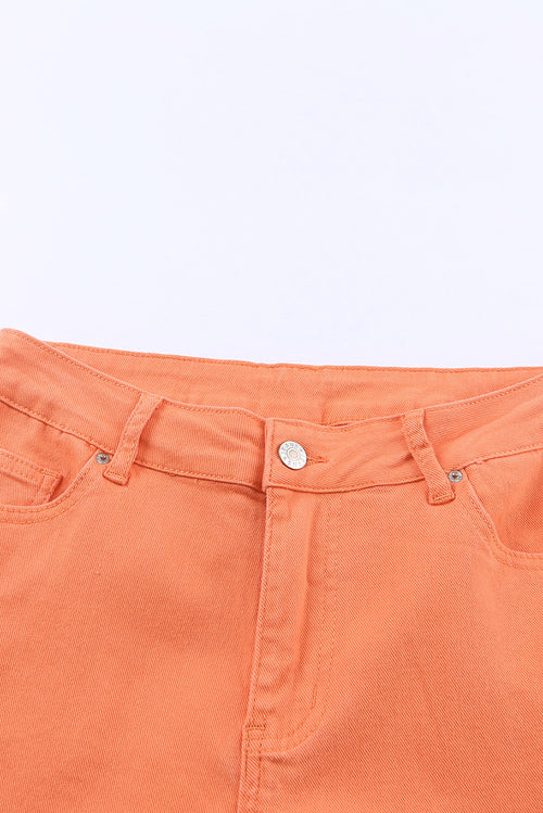 Orange Acid Wash Casual High Waist Wide Leg Jeans