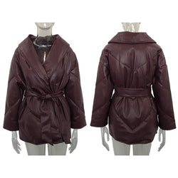Winter Parkas For Women Loose Leather Coats Ladies Jackets