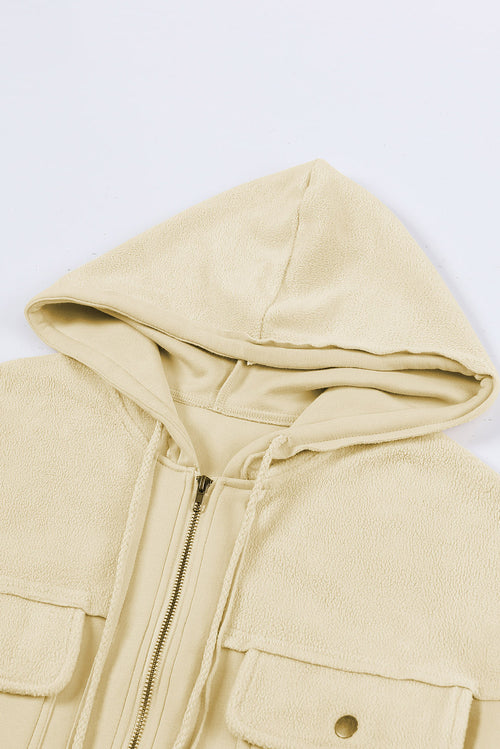 Black Bishop Sleeve Zip Up Hoodie Flap Pockets