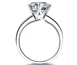 Silver Gold-plated Six-claw Ring With Moissanite T Carbon Diamond