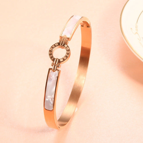 White Shell Roman Numeral Bangles & Bracelet