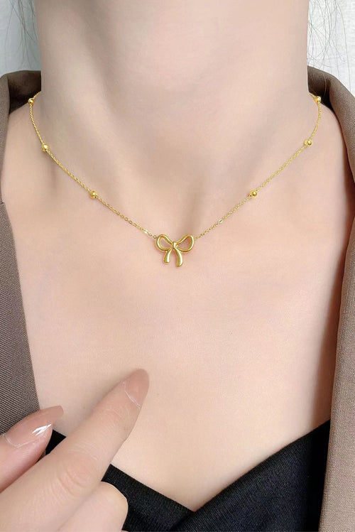 Gold Bowknot Pendant Plated Choker