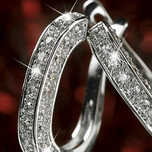 Hoop "U" Shape Gold Filled Zircon Party Earrings Jewelry Gift