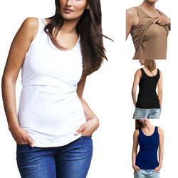 Solid Pregnant Women Tank Tops Maternity Ladies Nursing Vest Summer Sleeveless T-Shirt Blouse Breastfeeding Top Women T Shirt