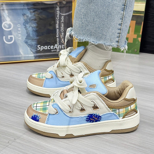 Campus style bear color beige blue brown full canvas men and women skateboard shoes