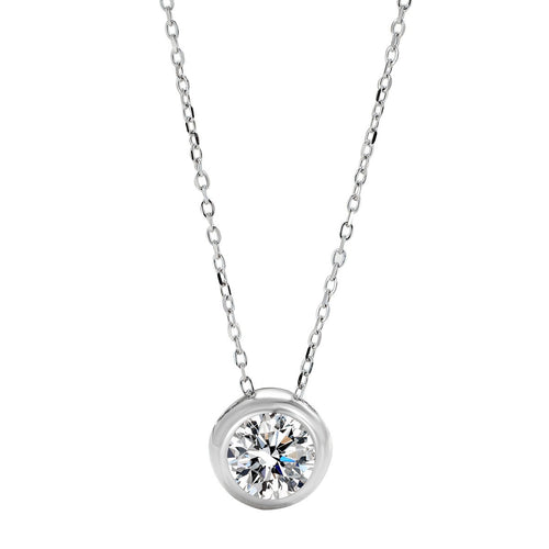 S925 pure silver round single diamond