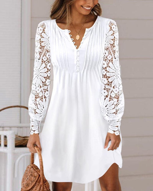 Women's New Fashion European and American Lace Long Sleeve Dress