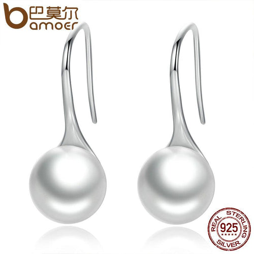 Sterling Silver Elegant Round Pure Love Pearl Drop