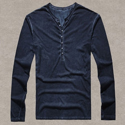 Merk Designer Mannen Katoen Vintage Henry T-shirts Casual Lange Mouw Hoge kwaliteit Mannen oude kleur Vest t-shirt hot koop 