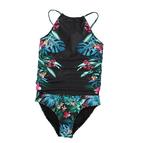 New Hot Springs Strap Tank Top Swimwear Women's Printed Conservative Covering Belly Split Swimwear Women's