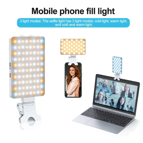 Portable Fill Light Dimmable Rechargeable Phone Light with Clip Super Bright Led Selfie Light Flicker-free for Makeup for Video