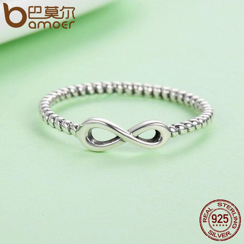 BAMOER 925 Sterling Silver Trendy Infinity Elegant Finger Rings Engagement Jewelry SCR094