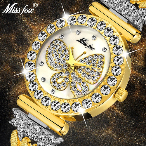 MISSFOX 2030 Butterfly's luxe merk Big Diamond 18K goud 