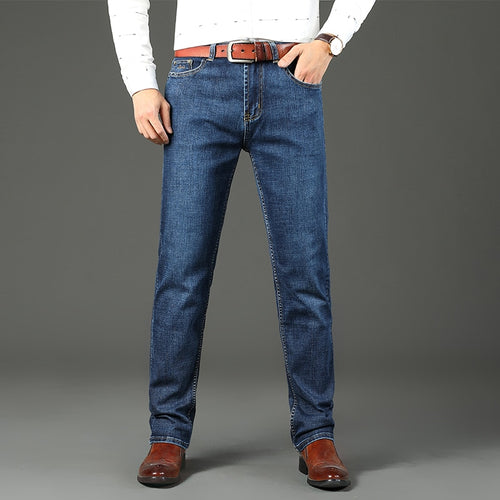 Business Casual Stretch Slim Jeans Classic Denim