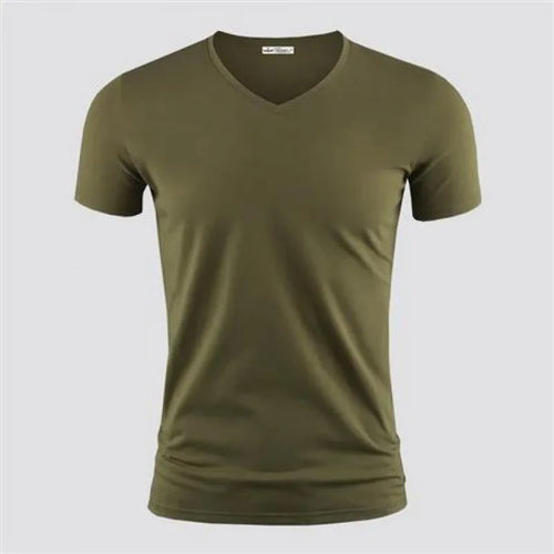 Nieuwe Heren T-shirt Pure Kleur V Kraag Korte Mouwen Tops Tees Mannen T-shirt Zwarte Panty Man T-shirts Fitness voor Mannelijke Kleding 