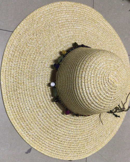 Big Along The Straw Hat Ladies Summer Sun Hat Sunscreen Beach All-match Beach Hat Outing Foldable Sun Hat Wholesale