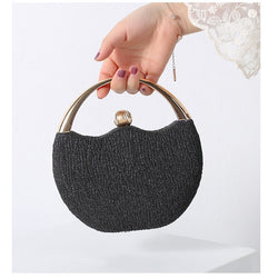 Retro Glittering Powder Portable Cocktail Bag Arc Dinner Bag Beaded Bag Evening Bag