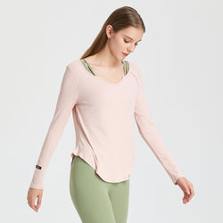 V neck Rib Slim Outer Wear Yoga