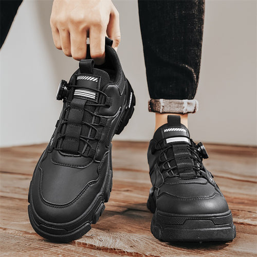 Low-top  Swivel Button Lace-up Free Leather Fashionable Casual Sports Men's Shoes