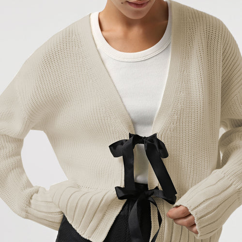 Fall Winter Women French Bow Sweater Cardigan