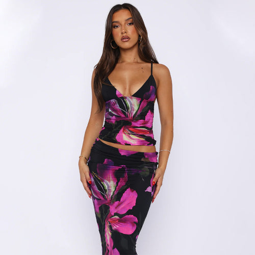 Printed Sexy V neck Vest Slim