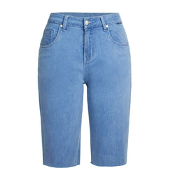 Elastische lichte kleur losse casual wijde pijpen denim broek dames zomer vijfde broek jeans dames
