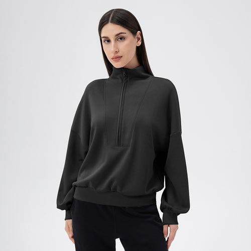 Autumn Winter Yoga Wear Sports Sweater Women Modal Air Layer Loose Collared Running Fitness Casual Top