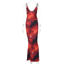 Printed Sexy V neck Vest Slim