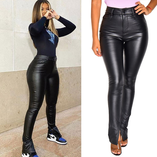 Casual Pants Summer High Waist Slimming Tight Women Pants Faux Leather Leather