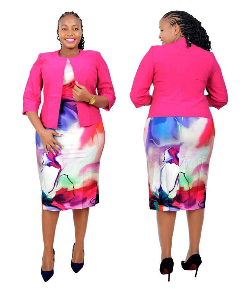 2XL 6XL African Cross-border Plus Size Women's New High Quality Printed Dress Jacket Two-piece JX074