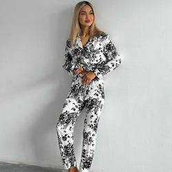 Printed  Breathable Long Sleeves Trousers Pajamas