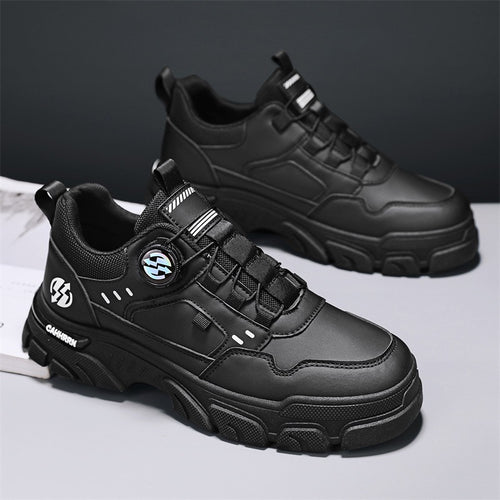 Low-top  Swivel Button Lace-up Free Leather Fashionable Casual Sports Men's Shoes