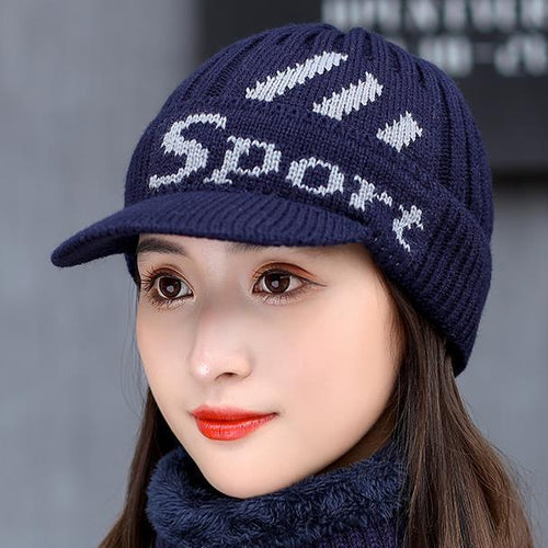 Hoed Dameshoed met fleecevoering in Koreaanse stijl Winterverdikte warme trui Cap Gehoorbescherming voor paardrijden 