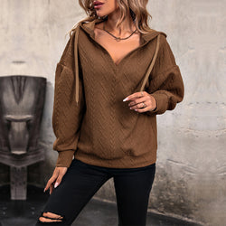 Autumn Winter Women Clothing Solid Color Knitted Long Sweater Hooded Women