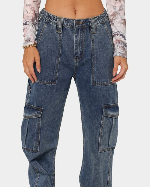 Cargojeans Dames Herfst Winter Jeans met meerdere zakken en wijde pijpen