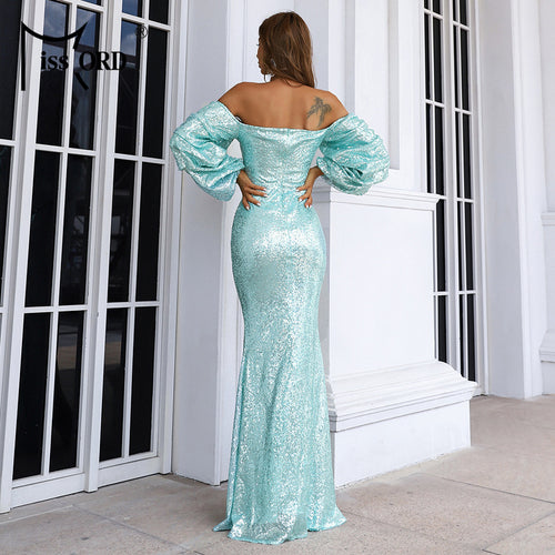 Elegant Wedding off-Neck Small Tail Sequined Cocktail Ball Party Evening