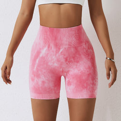 Spring Splash Dyeing Seamless Yoga Shorts Women Sports Fitness Shorts High Waist Hip Lift Skinny Yoga Pants