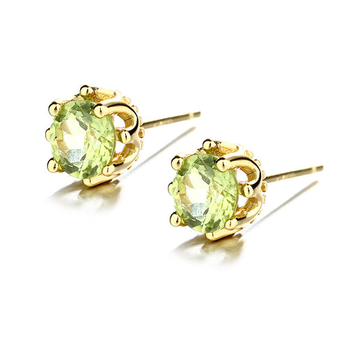 Sterling Silver Crown Emerald Earrings